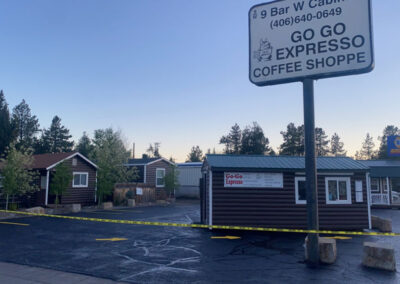 Finished application of asphalt for Go Go Expresso Coffee Shoppe