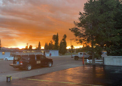 Great application of asphalt in a parking lot
