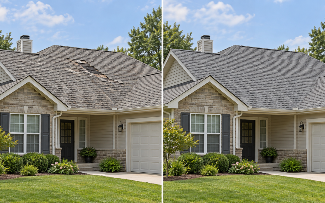 Before and after roof repair