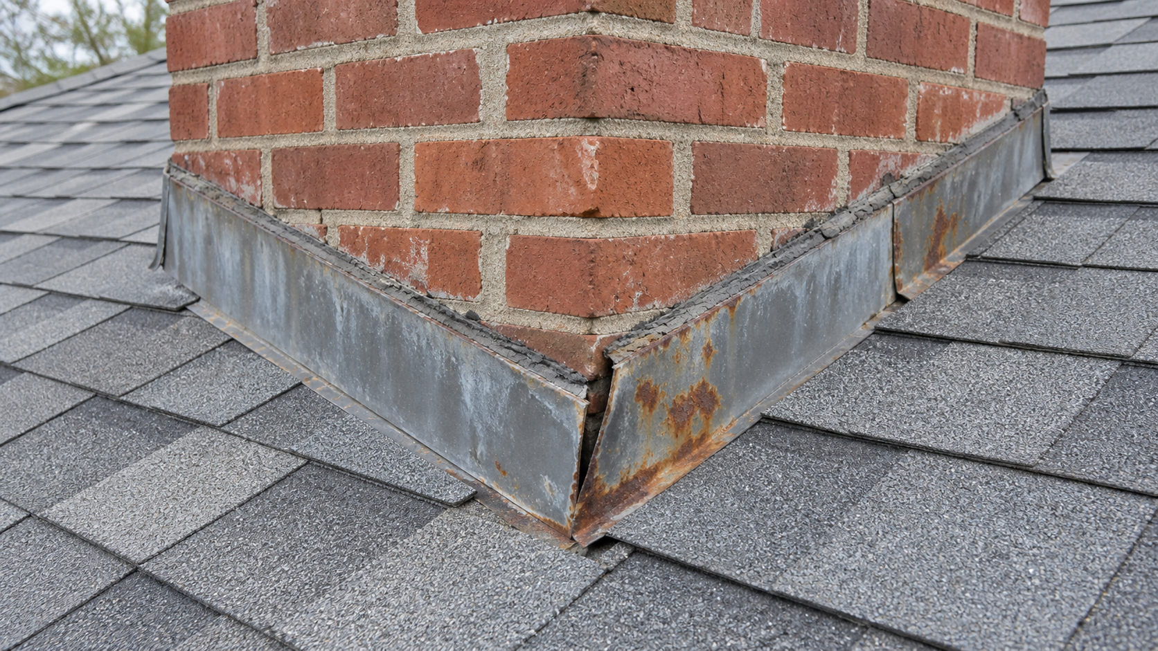 Before roof flashing repair