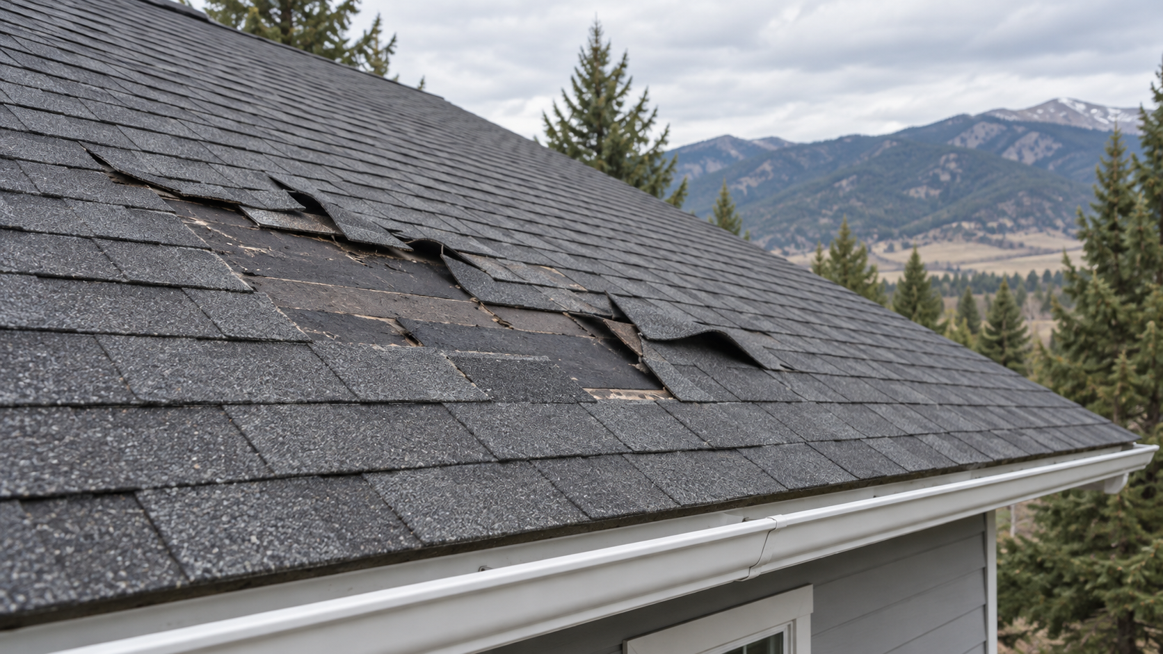 Before storm repair on roof
