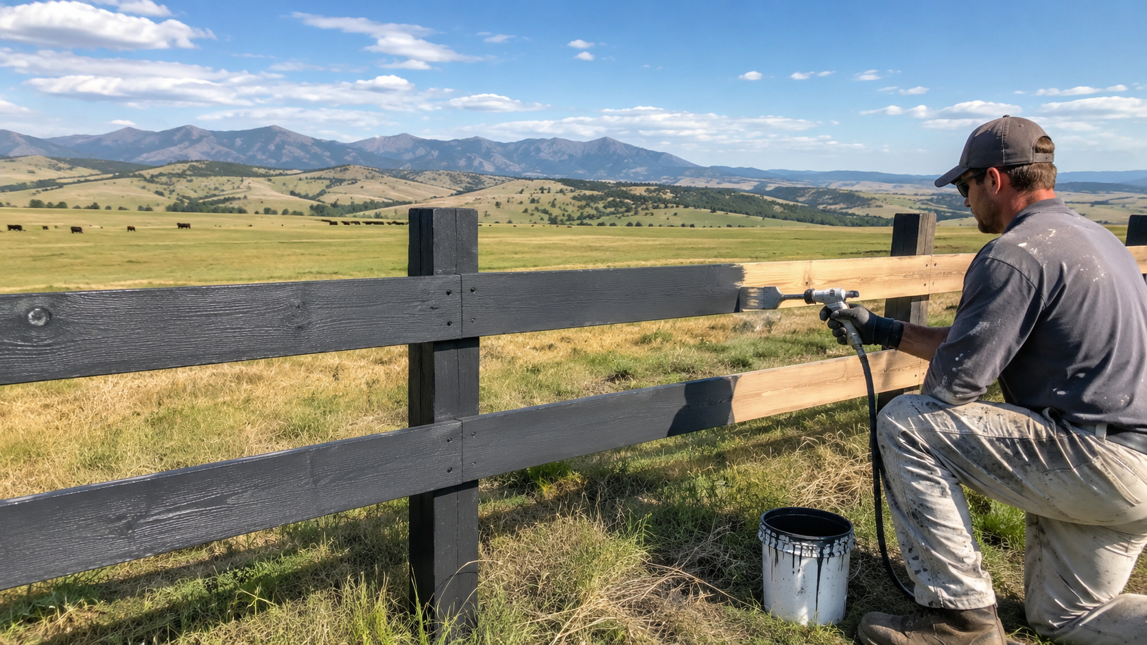 Fence painting in Montana