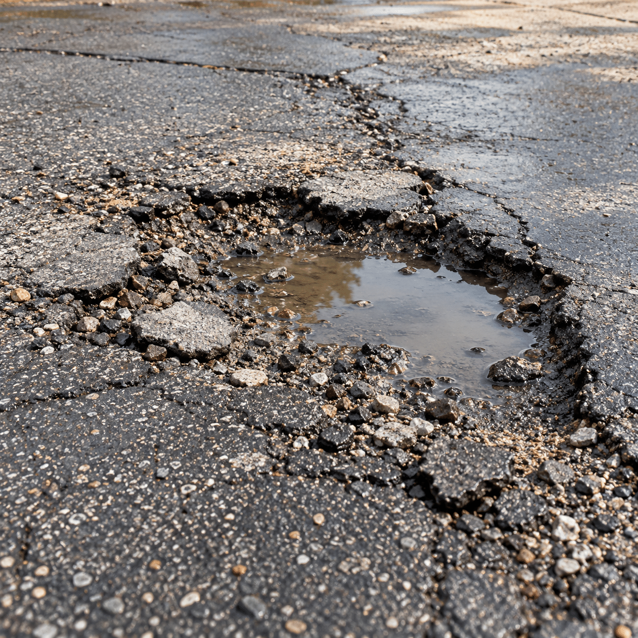 Pothole in asphalt