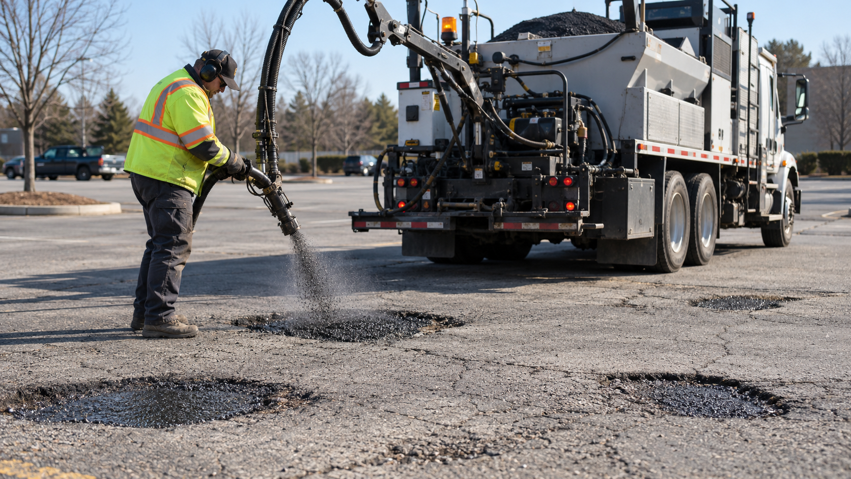 Spray injection pothole repair