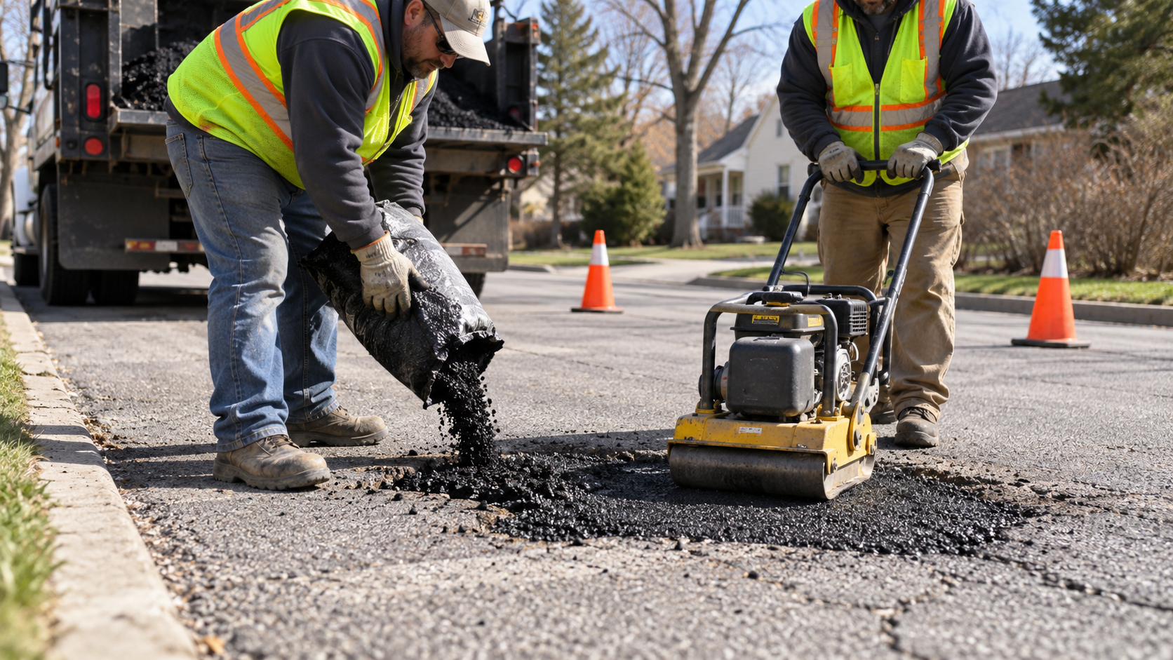 Throw and roll pothole repair