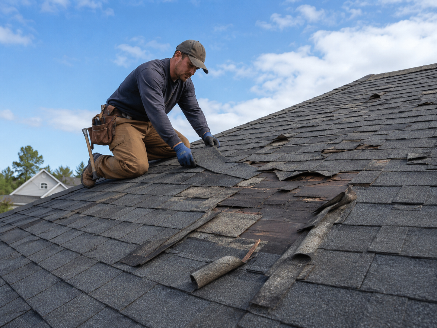 Wind damage roof repair
